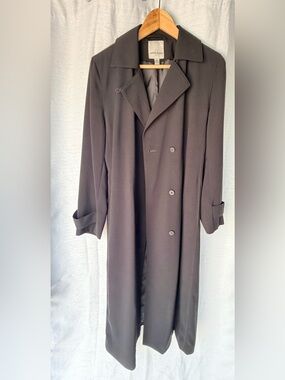 Anne Klein Black Double-Breasted Trench Coat